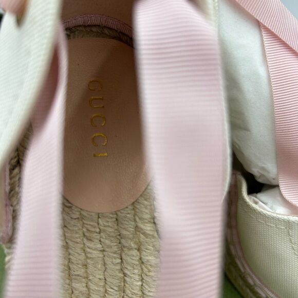 Women’s Gucci white/pink wedge espadrilles size 41 made in Spain - Picture 10 of 11